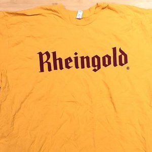 NEW! Retro Vintage Rheingold Beer Classic NY Mustard Yellow T-Shirt Men's Small